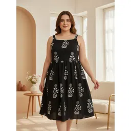 U&F Beyond Women Plus Size Floral Print Fit & Flare Midi Dress-picture-23