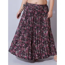 U&F Beyond Women Plus Size Floral Printed Flared Maxi Skirts-picture-24