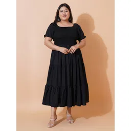 U&F Beyond Women Plus Size Puff Sleeve Tiered Maxi Dress-picture-36