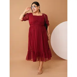 U&F Beyond Women Plus Size Square Neck Fit & Flare Maxi Dress-picture-28