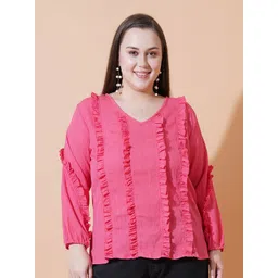 U&F Beyond Women Puff Sleeve Ruffles Crepe Top-picture-15