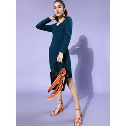 U&F Navy Blue Scuba Bodycon Dress-picture-32
