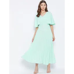 U&F Turquoise Blue Crepe Maxi Dress-picture-27