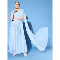 U&F Turquoise Blue Net Maxi Dress-picture-13