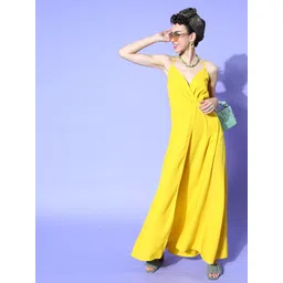 U&F Women Bright Yellow Solid New Neckline Dress-picture-38