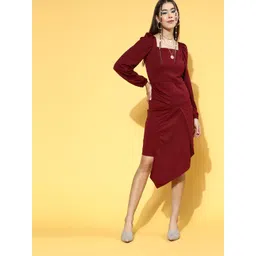 U&F Women Charming Maroon Solid Bustier Dress-picture-30