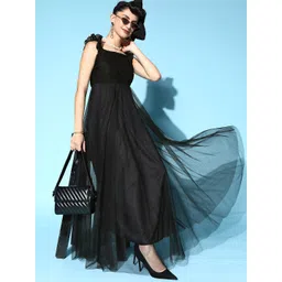 U&F Women Classy Black Solid Elevated Gown Dress-picture-21