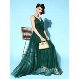 U&F Women Gorgeous Green Solid Elevated Gown Dress-picture-12