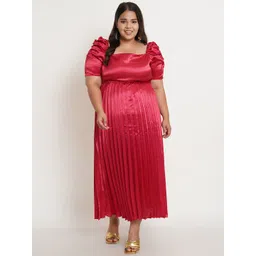 U&F Women Maroon Satin Maxi Dress-picture-14