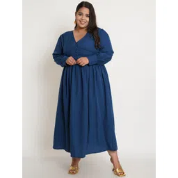 U&F Women Plus Size Navy Blue Crepe Empire Maxi Dress-picture-27