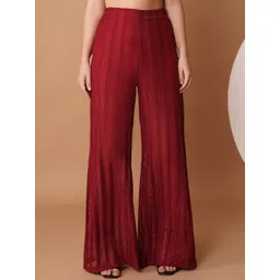 U&F Women Striped Original Wide Leg High-Rise Non Iron Trousers-picture-25