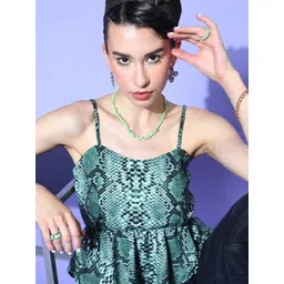 U&F Women Tranquil Teal Animal Printed Noughties Spaghetti Top-picture-18