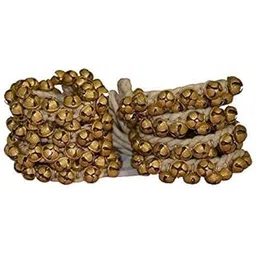 UAPAN Brass Cotton String Anklet Bells (White, 1.6 Cm, 75+75, Pair) For Women-picture-29