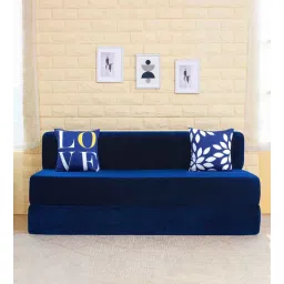 uberlyfe Miguel Love Leaf 8 Inch Foam (72x60) In Blue Colour Queen Size Sofa Cum Foldable Mattress-picture-37