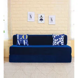 uberlyfe Miguel Love Leaf 8 Inch Foam (72x70) In Blue Colour King Size Sofa Cum Foldable Mattress-picture-14