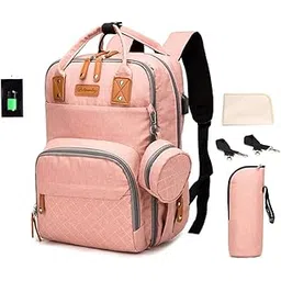 Portable Diaper Bag Backpack Travel Baby Nursing Bag Large Capacity Mommy Bag Water-Resistant with USB Charging Port Changing Pad Stroller Straps Bottle Bag-image-5