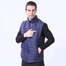 ubersweet NOGA Electric Heating Vest USB Stand-upCollar Charging Men's Electric Vest Cold and Warm Lightweight.Third Gear Temperature Control Mobile Charging Navy-picture-45