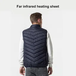 ubersweet USB Heated Vest, Blue Quick Warming Heated Vest Stand Collar Zipper Pocket for Winter Travel (L 52.5‑60kg) image 3