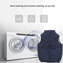 ubersweet USB Heated Vest, Blue Quick Warming Heated Vest Stand Collar Zipper Pocket for Winter Travel (L 52.5‑60kg) image 2