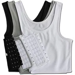 Ubervia Tops, T-Shirts & Shirts - 1Pc Womens Tops Vest Short BreastBinder Chest Buckle Size Large Material Spandex Gray-picture-33