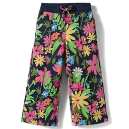 UCB 100% Cotton Knit Full Length Flared Track Pant with Floral Print - Navy Blue-picture-26