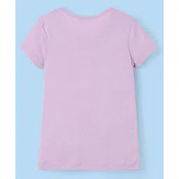UCB 100% Cotton Knit Half Sleeves T-Shirt with Text Glitter Print - Lilac image 2