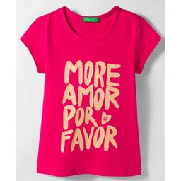 UCB 100% Cotton Knit Half Sleeves T-Shirt with Text Print - Dark Pink-picture-10
