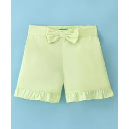 UCB Cotton Woven Knee Length Shorts with Bow and Frill Detailing - Yellow-image-27