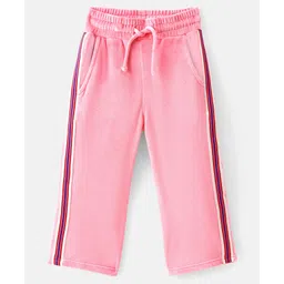 UCB Full Length Solid  Trouser with Elasticated Waist and Tape Detailing-Pink-picture-21