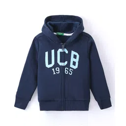 UCB Full Sleeves Hooded Sweatjacket Logo Print - Navy Blue-picture-18