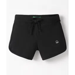 UCB Knit Knee Length Solid Color Shorts with Brand Logo - Black-picture-20
