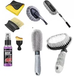UCRAVO 9-Piece Car Cleaning Kit with Extendable Microfiber Duster | Glass Anti-Fog Spray & Oil Film Remover | Professional Tire & Hub Brush Set | Interior Detailing & Restoration Tool Kit-picture-16