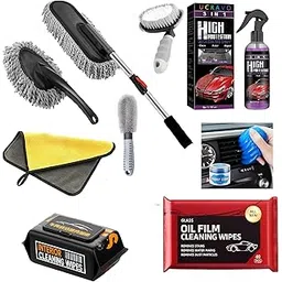 UCRAVO 9-Piece Professional Car Detailing Kit with Extendable Microfiber Duster | Glass Oil Film & Interior Cleaning Wipes | Heavy-Duty Tire & Hub Brushes | Complete Interior & Exterior Tool Set-picture-21