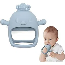 UCRAVO 1 Pack Baby Teething Toys, Teething Mitten for Babies, Silicone Teether for Toddler Infant Baby, Chew Toys for Sucking Needs, Easy to Grip, Never Drop Hand Wrist Teether(Sky Blue)-picture-10
