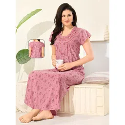 UDHATIKRAMAN Embroidered Maxi Nightdress-picture-29
