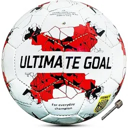 ug ultimate goal UG Sports Machine Stitched Football for Kids and Adult| 32 Panel Suitable for Hard Ground Without Grass, Training |Professional Soccer Russia PVC White Football Size-3 (White)-picture-25