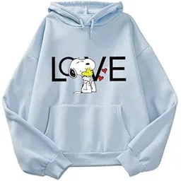 u.k fashions Women’s Light Blue Printed Hoodie | Cute Cartoon Design Sweatshirt Jacket | Soft Cotton Fleece Winter Wear for Women-picture-38