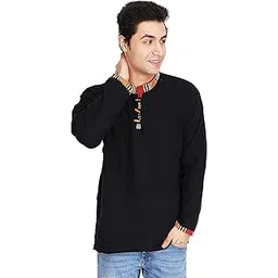 ukal Indian Mens Summer Fashion Cotton Khadi Ethnic Shirt-Short Kurta-picture-24