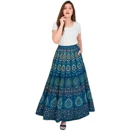 ukal Traditional Long Skirt Lehenga with Printed Flowers and Embroidered Sequins for Women Girl'-picture-28