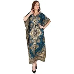 ukal Women Ladies Oversized Maxi Kimono Loungewear Kaftan Tunic Caftan Nightgown Sleepwear House Dress (Free Size)-picture-53