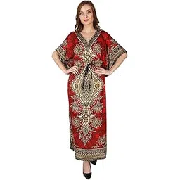 ukal Women Ladies Oversized Maxi Kimono Loungewear Nightwear Kaftan Tunic Caftan Nightgown Sleepwear House Dress (Free Size)-picture-56