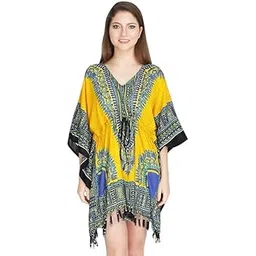 ukal Women's Casual Beach Nighty Short Rayon Maxi Kaftan Dress Summer Wear-picture-30