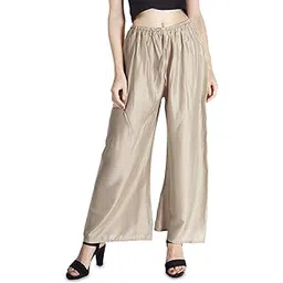 ukal Women's Loose Fit Cotton Wide Leg Palazzo Pants, Elastic Waist, Casual Wear-picture-34
