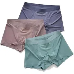Ultra-Soft Cotton Ice-Silk Men's Shorts Underwear Brief Boxer Men's Underwear Ice Silk Seamless Boxer Briefs Breathable Ultra-Soft Panties Antibacterial Multicolor(Pack of 3)-picture-21
