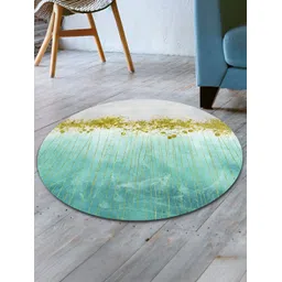 UMAI Blue & Green Printed Round Anti-Skid Bath Rug image 1