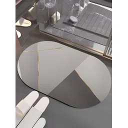 UMAI Grey Geometric Anti-Skid 240 GSM Bathroom Mat image 1