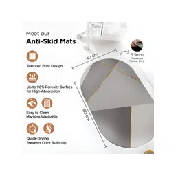 UMAI Grey Geometric Anti-Skid 240 GSM Bathroom Mat image 5