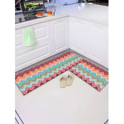 UMAI Pink & Blue 2-Pcs Printed Anti Skid Door Mats-picture-34