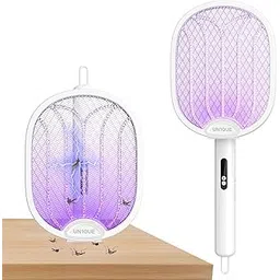 UN1QUE Foldable Mosquito Bat Rechargeable with UV Light Lamp, 2-in-1 Mosquito Racket, Electric Fly Swatter, 1200mAh Long-Lasting Battery, Rotatable Bug Zapper - White-picture-24