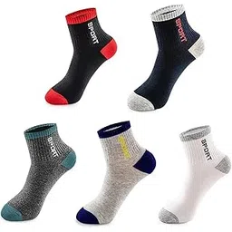 unaar 5 Pairs Solid Cotton Ankle Length Socks for Men & Women, Multicolor, Pack of 5, Free Size-picture-39